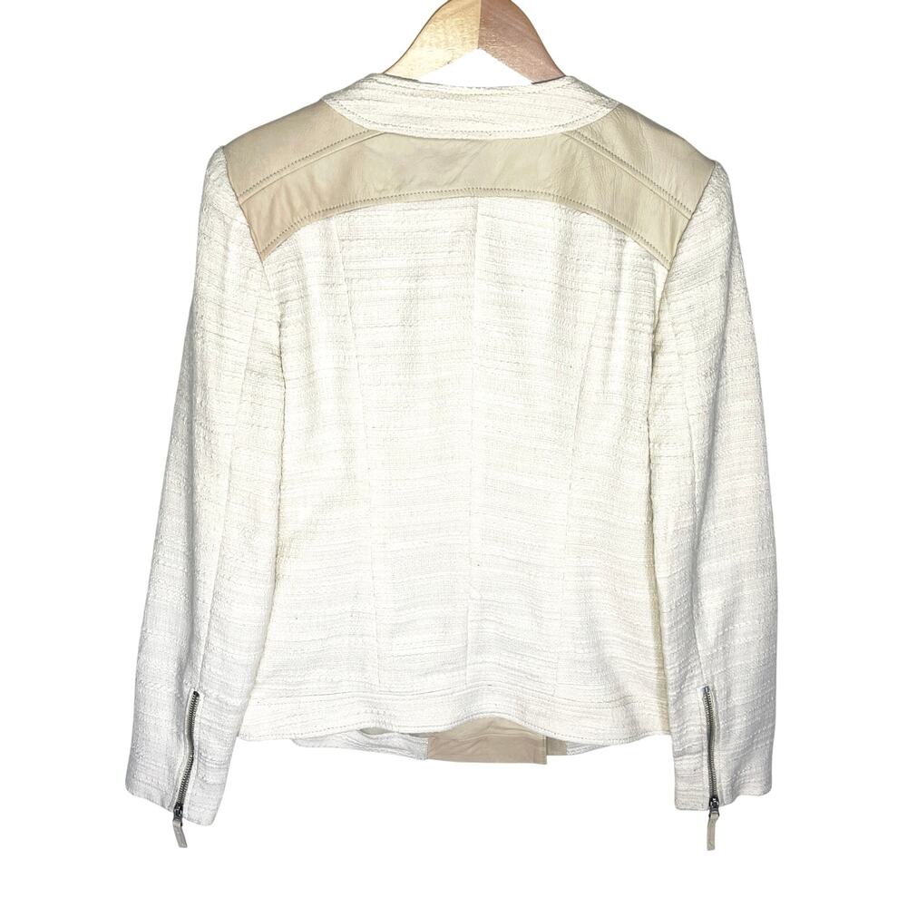 NWT LUCKY BRAND Women’s Noa Mixed Media Tweed and Leather Moto Jacket - Picture 6 of 7